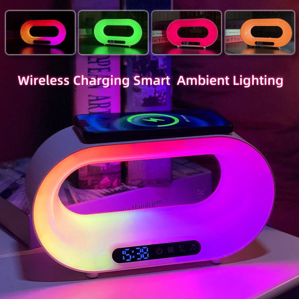 3-in-1 Smart Wireless Charger, RGB Lamp & Alarm Clock