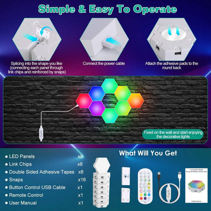 8-Piece Hexagon Light Panels RGBW