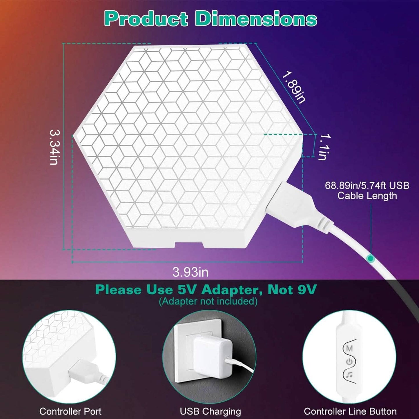8-Piece Hexagon Light Panels RGBW