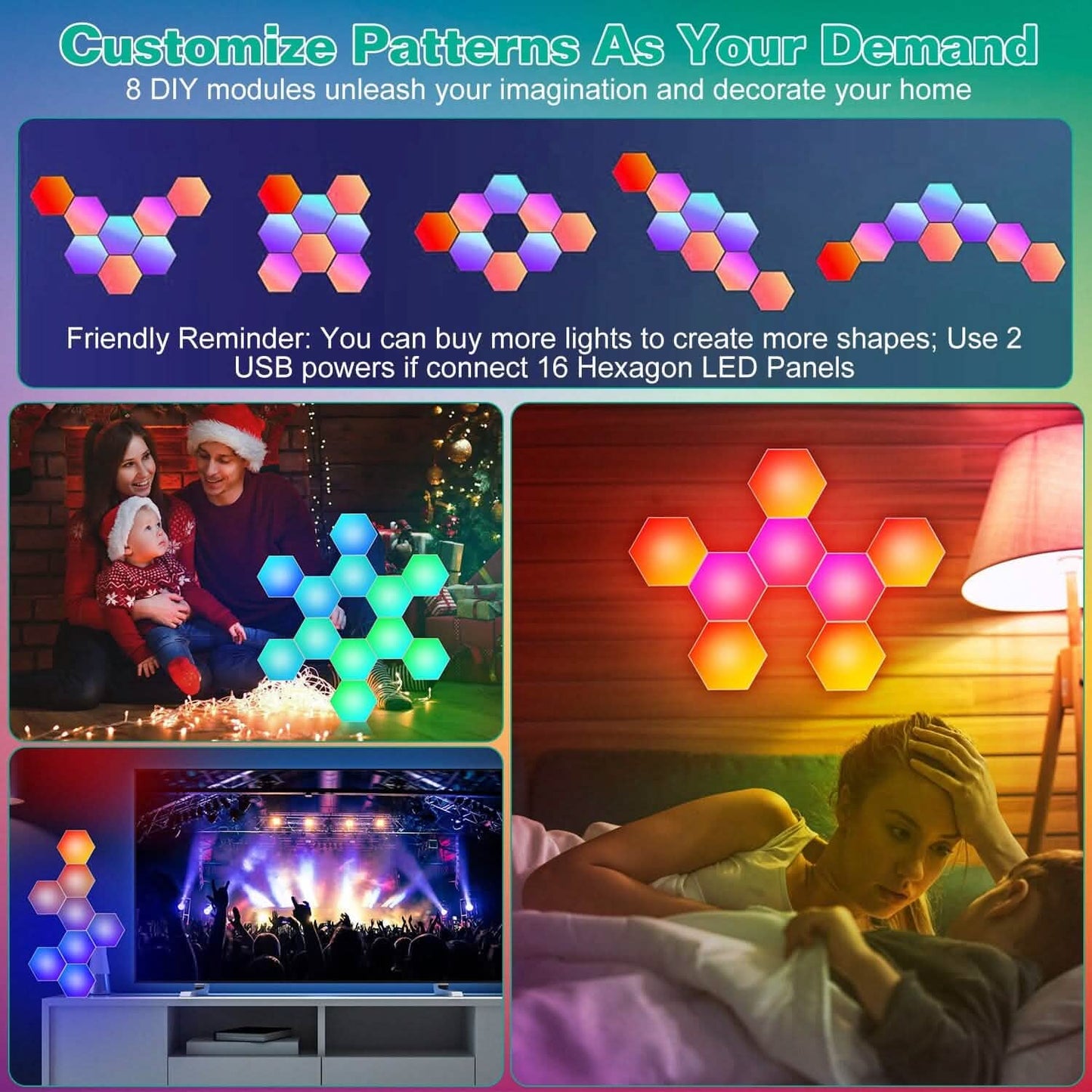8-Piece Hexagon Light Panels RGBW