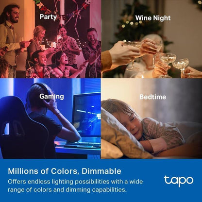 Tp-Link T& Tapo L535E(4-Pack) Smart Light Bulbs, 1100 Lumens High Brightness (75W Equivalent), Matter-Certified, 16M Colors Wifi Light Bulb, Dimmable, Works W/Siri, Alexa & Google Home,A19 E26