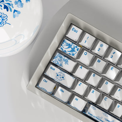Blue Pottery Design Keycaps and Mechanical Keyboard