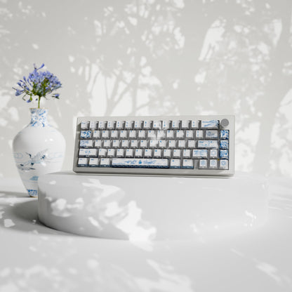 Blue Pottery Design Keycaps and Mechanical Keyboard