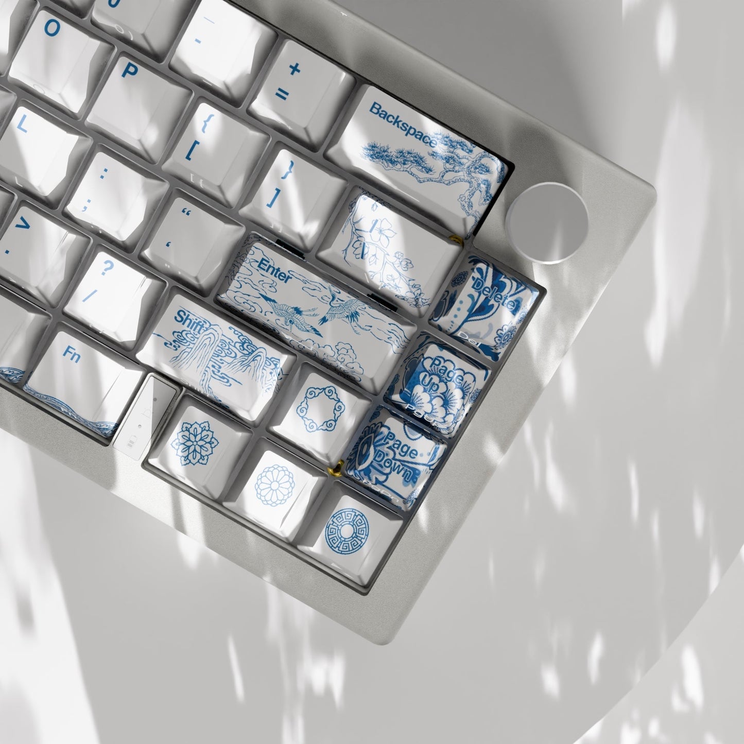 Blue Pottery Design Keycaps and Mechanical Keyboard