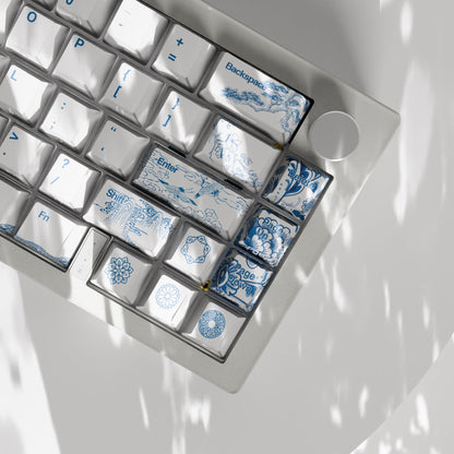 Blue Pottery Design Keycaps and Mechanical Keyboard