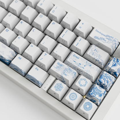 Blue Pottery Design Keycaps and Mechanical Keyboard
