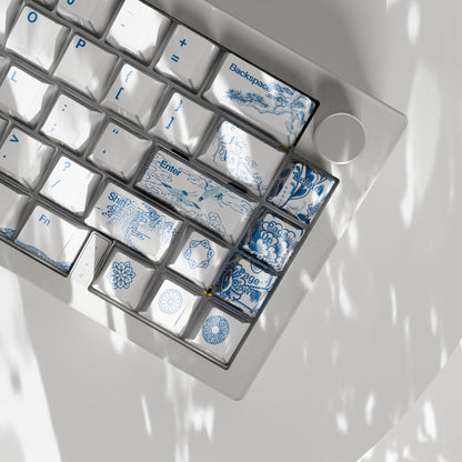 Blue Pottery Design Keycaps and Mechanical Keyboard