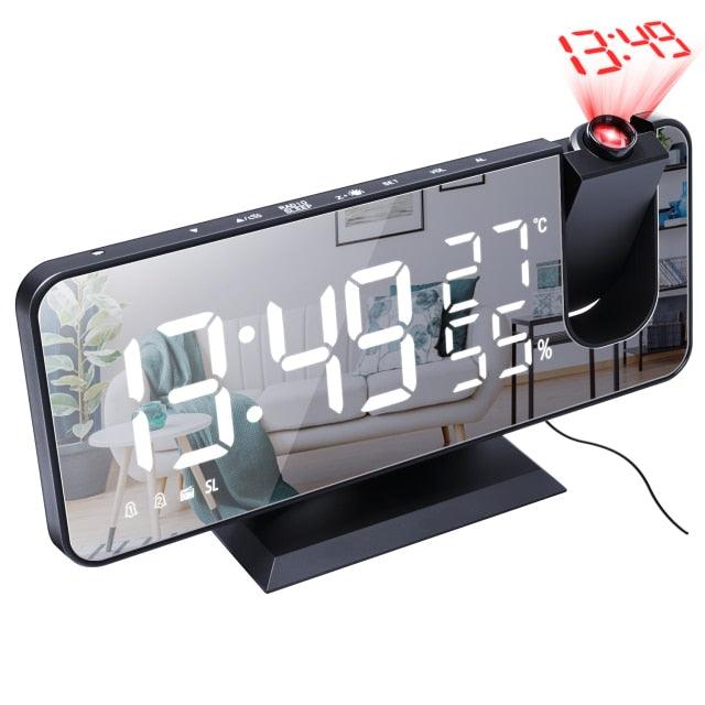 Smart Projection Alarm Clock with USB Charger & LED Display