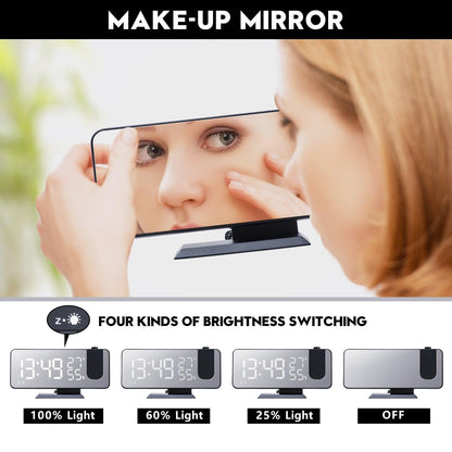 Smart Projection Alarm Clock with USB Charger & LED Display